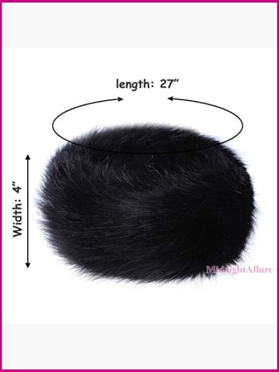 Faux Fur Headband Earwarmer Winter Elastic One Size Fleece Lined